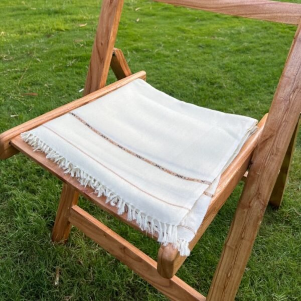 White Salampuri Woolen Shawl - Image 4